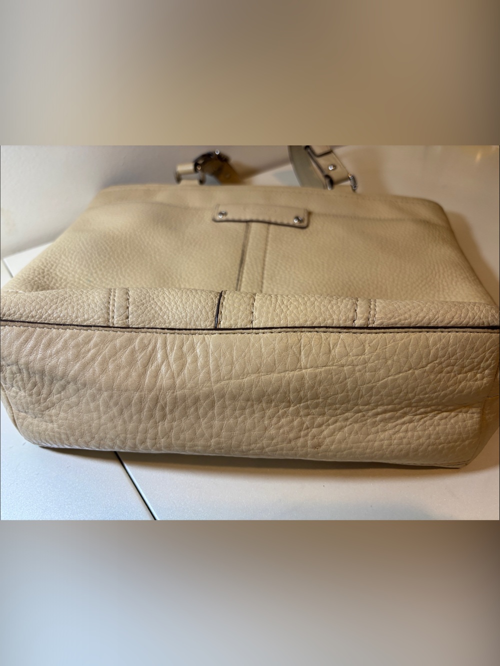 Coach Pebbled Leather Shoulder Bag in Cream - Picture 6 of 6